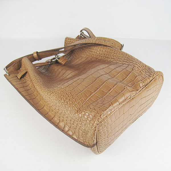 Replica Hermes Jypsiere 34 Togo Crocodile Leather Messenger Bag Light Coffee H2804 - 1:1 Copy